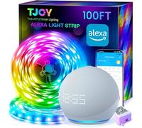 TJOY - Tira de luces LED inteligentes de 100 pies para recámara, funciona con Alexa, 2835 RGB que cambia de color, sincronización de música, tira de luces LED con control remoto de aplicación, luces