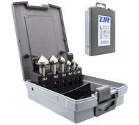 TJR® Avellanador 90° Juego de 6 piezas HSS de 1/10.2 cm, 1/7.6 cm, 2/12.7 cm, 1/5.1 cm, 2/7.6 cm, 4/12.7 cm HSS sin revestimiento, para biselar. Juego de brocas para acero, aluminio, latón, madera,