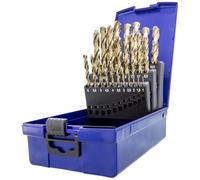 TJR® Broca helicoidal HSS-E M35, autocentradora, DIN 338, tipo N, 135° (25 unidades de 1-13 mm de diámetro)