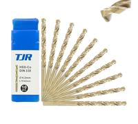 TJR® Brocas helicoidales HSS-E M35 Ø 4,2mm de cobalto, Set de 5 piezas, Auto-centradoras, Acero rápido, DIN 338 Tipo N, Punta dividida a 135°, Perforación de metales para acero