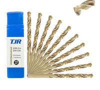 TJR® Brocas helicoidales HSS-E M35 Ø 6,8mm de cobalto, Set de 10 piezas, Auto-centradoras, Acero rápido, DIN 338 Tipo N, Punta dividida a 135°, Perforación de metales para acero