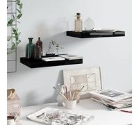 TJROO Estantería flotante de esquina, 2 unidades, estante de pared con un sistema de montaje invisible, decoración para paredes vacías, diseño ahorra espacio, negro brillante, 40 x 23 x 3,8 cm
