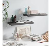 TJROO Estantería flotante de esquina, 2 unidades, estante de pared con un sistema de montaje invisible, decoración para paredes vacías, diseño ahorra espacio, gris brillante, 50 x 23 x 3,8 cm