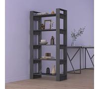 TJROO Librería para estudio gris 80 x 35 x 160 cm madera maciza corredor divisorio estantería portaobjetos muebles de dormitorio estilo simple salón librería versátil mueble para DVD