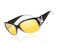 TJUTR Gafas de conducción nocturna para mujer, de gran tamaño, polarizadas, lentes amarillas antirreflejos, reducen el deslumbramiento de los faros para conducción nocturna, Lente de visión nocturna