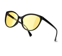 TJUTR Gafas de Visión Nocturna Polarizadas para Mujer, Gafas de Conducción Nocturna HD Protección UVA UVB (Negra/Amarilla)