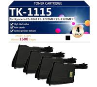 TK-1115 Unidad de Tambor Compatible para Kyocera FS-1041 y FS-1220MFP FS-1320MFP Impresoras, con Chip, Alto Rendimiento, 1600 Páginas, Impresión Nítida,Black-4 Pack