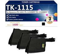 TK-1115 Unidad de Tambor Compatible para Kyocera FS-1041 y FS-1220MFP FS-1320MFP Impresoras, con Chip, Alto Rendimiento, 1600 Páginas, Impresión Nítida,Black-3 Pack