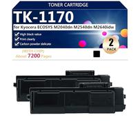 TK-1170 Cartucho de Tóner de Repuesto Compatible para Kyocera ECOSYS M2040dn M2540dn M2640idw Impresoras, Alto Rendimiento 7200 Páginas,Black-2 Pack