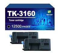 TK-3160 Cartucho De Tóner Compatible para Kyocera ECOSYS M3040idn M3540idn, 12500 Páginas,TK3160-2 Pack