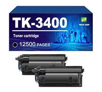 TK-3400 Cartucho De Tóner Compatible para Kyocera ECOSYS MA4500ifx MA4500ix; Impresoras PA4500x, 12500 Páginas,TK3400-2 Pack
