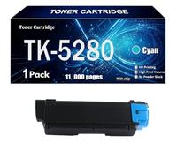 TK-5280 Compatible para Kyocera Cartucho de tóner con Chip | 13.000 páginas negro/11.000 páginas color para Kyocera ECOSYS M6235cidn M6635cidn P6235cdn Impresora,Cyan