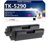 TK-5290 Cartucho de Tóner Compatible de Rendimiento Extra Alto para Kyocera ECOSYS P7240cdn Impresoras, Nítida y Clara,Black-2 Pack