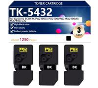 TK-5432 Cartucho de Tóner Compatible para Kyocera ECOSYS PA2100cx PA2100cWX MA2100cfx MA2100cwfx Impresoras, Alto Rendimiento 1250 Páginas, Impresión de Alta Definición,Black-3 Pack
