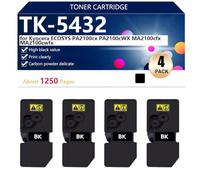 TK-5432 Cartucho de Tóner de Repuesto Compatible para Kyocera ECOSYS PA2100cx PA2100cWX MA2100cfx MA2100cwfx Impresoras, Alto Rendimiento 1250 Páginas, Fácil Instalación,Black-4 Pack