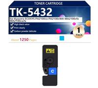 TK-5432 Cartucho de Tóner para Kyocera ECOSYS PA2100cx PA2100cWX MA2100cfx MA2100cwfx Impresoras, para Escuelas, Hospitales y Bancos, 1250 Páginas,Cyan-1 Pack