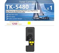 TK-5480 Cartucho de Tóner con Chip para Kyocera ECOSYS PA2101cwx, PA2101Cx, MA2101cfx y MA2101cwfx Impresoras, Fácil Instalación, 1250 Páginas,Yellow-1 Pack
