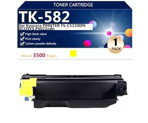 TK-582 Cartuchos de Tóner Compatibles para Kyocera FS-C5150DN ECOSYS P6021cdn Impresoras, Alto Rendimiento 3500 Páginas, Impresión de Alta Definición,Yellow-1 Pack