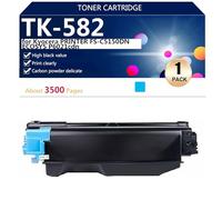 TK-582 Cartuchos de Tóner para Kyocera FS-C5150DN ECOSYS P6021cdn Impresoras, para Escuelas, Hospitales y Bancos, 3500 Páginas,Cyan-1 Pack