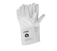 TK Gloves LYNX - Guantes de soldador de piel, talla 11, 1 par de guantes de trabajo blancos, sin forro, protección contra el sudor, piel de cabra