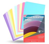 TK Gruppe Timo Klingler - 100 Hojas de Papel Pastel, 230 g/m², A4, Multicolor, para Manualidades y Cartón
