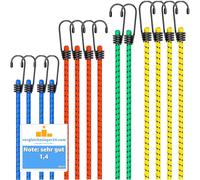 TK Gruppe Timo Klingler 10x Expander Set Tensor de Equipaje para Sujetar con Cinturones de tensión Goma tensora para Transporte, Camping, sujeción de Carga Expansor de Goma con Ganchos
