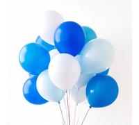 TK Gruppe Timo Klingler [50] 35 cm Globos de látex adecuados de helio para decoración, decoración de fiesta para bodas, cumpleaños [Azul Claro-blanco-azul]