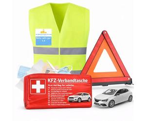 TK Gruppe Timo Klingler Conjunto de Seguridad 8 en 1 Chaleco de Seguridad para Coche 2021, triángulo de Advertencia, botiquín de Primeros Auxilios