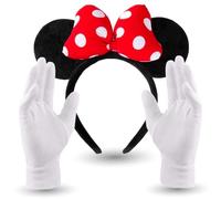 TK Gruppe Timo Klingler Juego de 5 disfraz de orejas de Minnie Mouse con guantes y orejas de ratón para mujer en carnaval y carnaval
