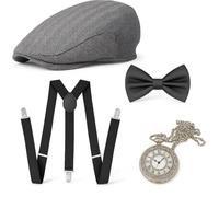 TK Gruppe Timo Klingler Juego de Accesorios para Hombre 4 en 1 - para Carnaval - Disfraz como Gatsby, Charleston