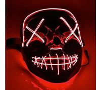 TK Gruppe Timo Klingler Máscara de espeluznante LED - como de purga para Halloween, carnaval y disfraz para hombre y mujer (5 x rojo)