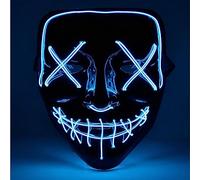 TK Gruppe Timo Klingler Máscara de terror LED azul - como de Purge con 3 efectos de luz, controlable, para Halloween como disfraz para hombres y mujeres