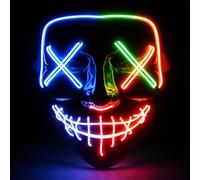 TK Gruppe Timo Klingler Máscara LED de Halloween estilo Purge, iluminación regulable y rostro luminoso - Disfraz para hombres y mujeres para Halloween y carnaval (selección de colores)