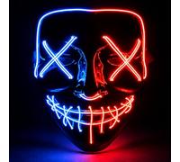 TK Gruppe Timo Klingler Máscara LED de Halloween estilo Purge, iluminación regulable y rostro luminoso - Disfraz para hombres y mujeres para Halloween y carnaval (selección de colores)