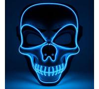 TK Gruppe Timo Klingler Máscara LED de Halloween estilo Purge, iluminación regulable y rostro luminoso - Disfraz para hombres y mujeres para Halloween y carnaval (selección de colores)