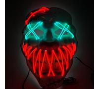 TK Gruppe Timo Klingler Máscara LED de Halloween estilo Purge, iluminación regulable y rostro luminoso - Disfraz para hombres y mujeres para Halloween y carnaval (selección de colores)