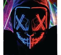 TK Gruppe Timo Klingler Máscara LED de Terror - como de Purge para Halloween, Fasching y Carnaval como Disfraz para Hombres y Mujeres (5x rojo/azul)