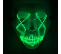 TK Gruppe Timo Klingler Máscara LED espeluznante - como de The Purge, controlable, cara luminosa, para Halloween, carnaval y disfraz para hombre y mujer (color a elegir) (verde jason LED)