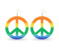 TK Gruppe Timo Klingler Pendientes de paz hippie - arco iris paz colgante para disfraz de carnaval como accesorio de disfraz - anillos joyas