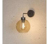 TK Lighting Aplique de pared Cubus, negro/ámbar, cristal, Ø 18 cm, E27