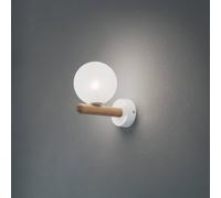 TK Lighting Aplique de pared Estera, blanco/color madera, cristal, G9