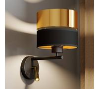 TK Lighting Aplique de pared Hilton negro/dorado con brazo de lectura LED