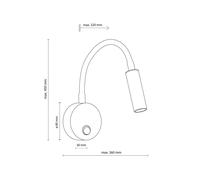 TK Lighting Aplique de pared Lagos, negro/dorado, 45 cm, lámpara de lectura, G9