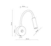 TK Lighting Aplique de pared Lagos USB, 27 cm, negro, lámpara de lectura, G9