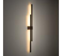 TK Lighting Aplique de pared LED Flash, negro/nogal altura 90 cm versión de 2 luces