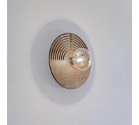 TK Lighting Aplique de pared Lunar, blanco/color madera, Ø 30 cm, G9