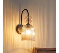 TK Lighting Aplique de pared Sophia, color coñac/negro, cristal, altura 33,5 cm, E14