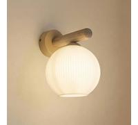 TK Lighting Aplique de pared Virlo, madera, cristal opalino, altura 20 cm, E14