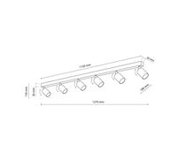 TK Lighting Downlight Top, negro, 127 cm, 6 luces, metal, GU10