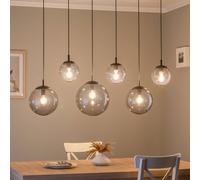 TK Lighting Esme lámpara colgante, cristal, grafito-transparente, 6 luces, lineal